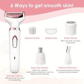 Cordless 4-in-1 Women Shaver with interchangeable attachments – shaving and trimming